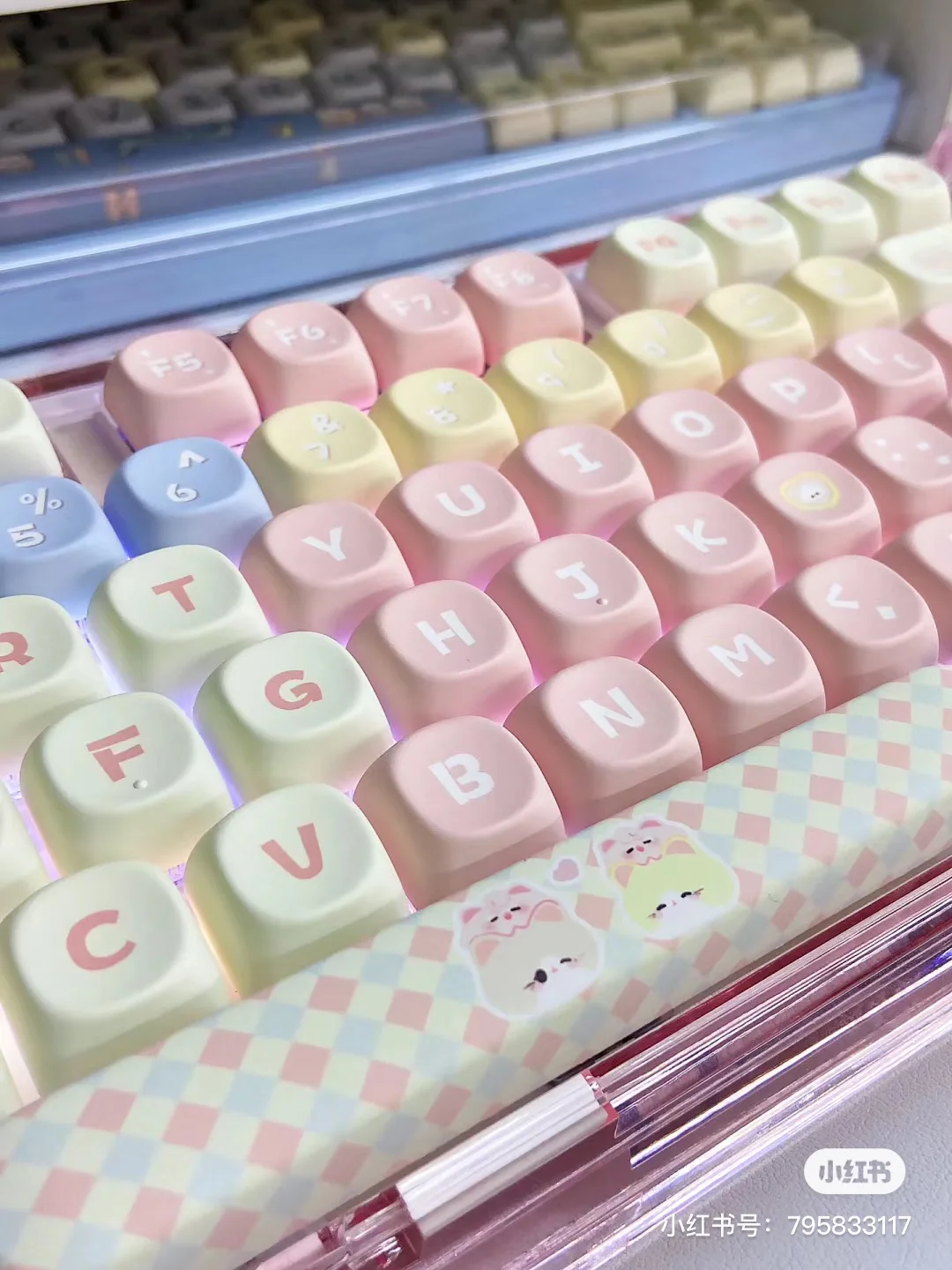 Cute Pink Cat Keycap Keycaps Teclado Mecânico Pbt Moa Altura Faça Você Mesmo Criativo 61 87 104 108 140 Chaves - Imagem 5