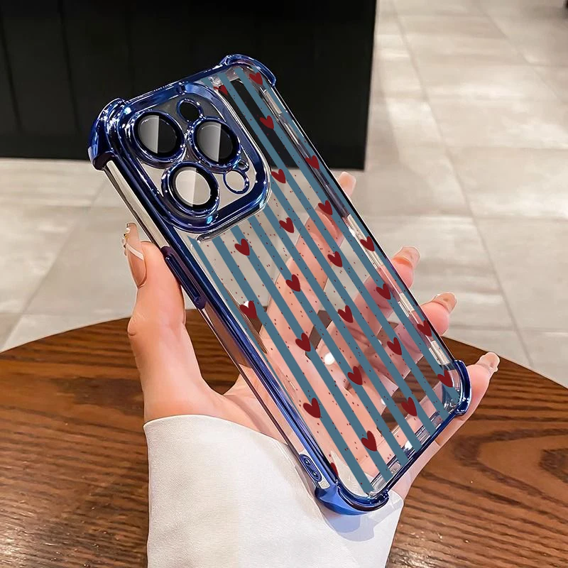 Transparent Love Heart Plating Phone Case