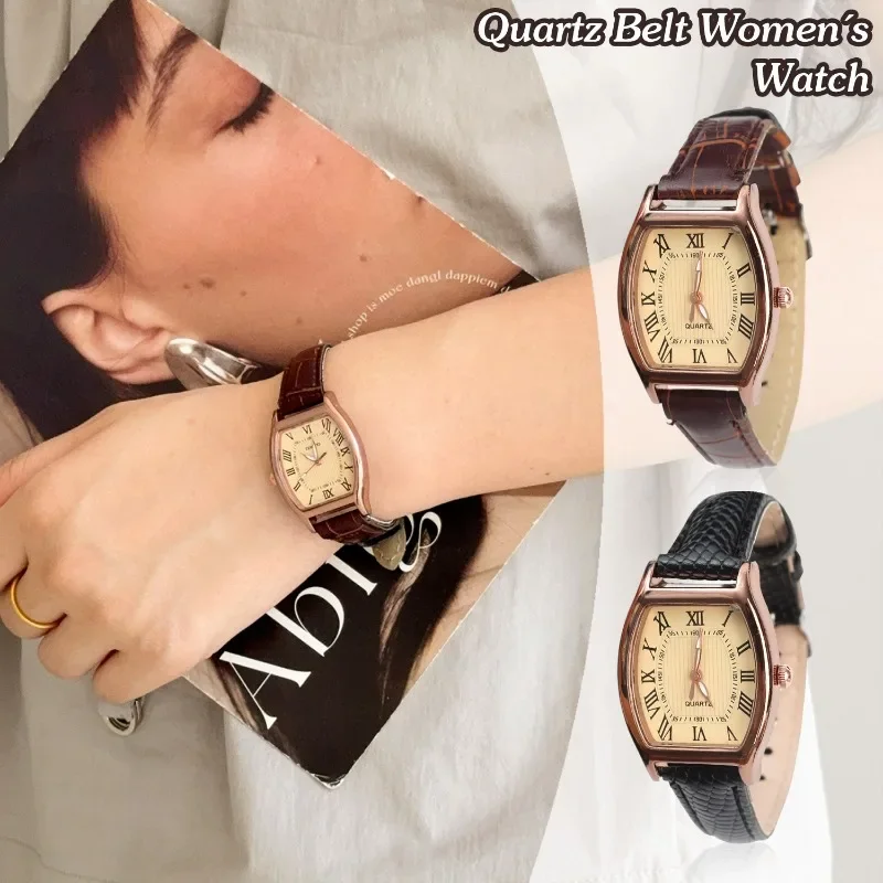 Fashion Business Watch for Women Small Ladies Wristwatches Brown Retro Vintage Leather Bracelet Watch Black Quartz Wristwatches