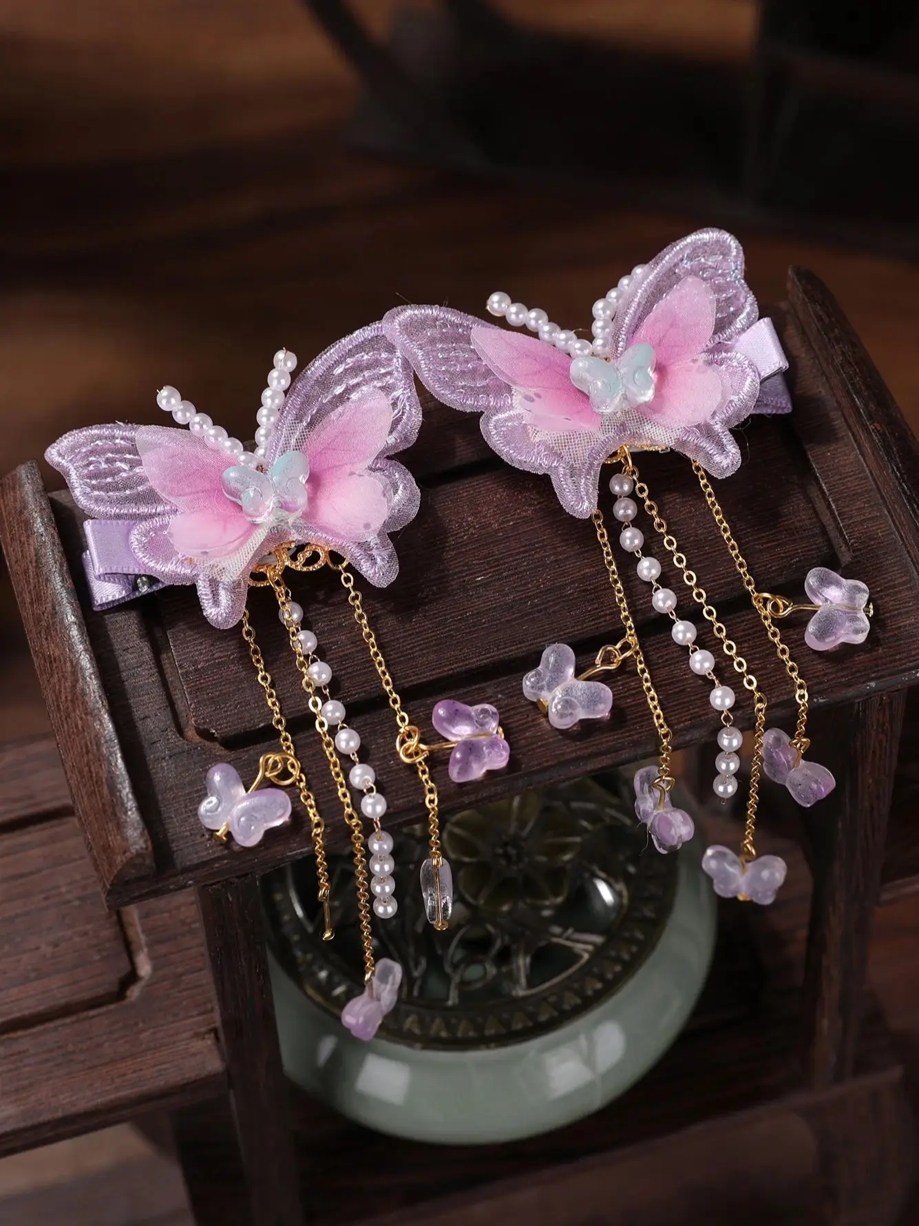 Kinder Hanfu Haar Zubehör Super Unsterbliche Schmetterling Quaste Haar Clip Elegante Mädchen Alten Stil Blume Kopfbedeckung Alte S – Detail 1