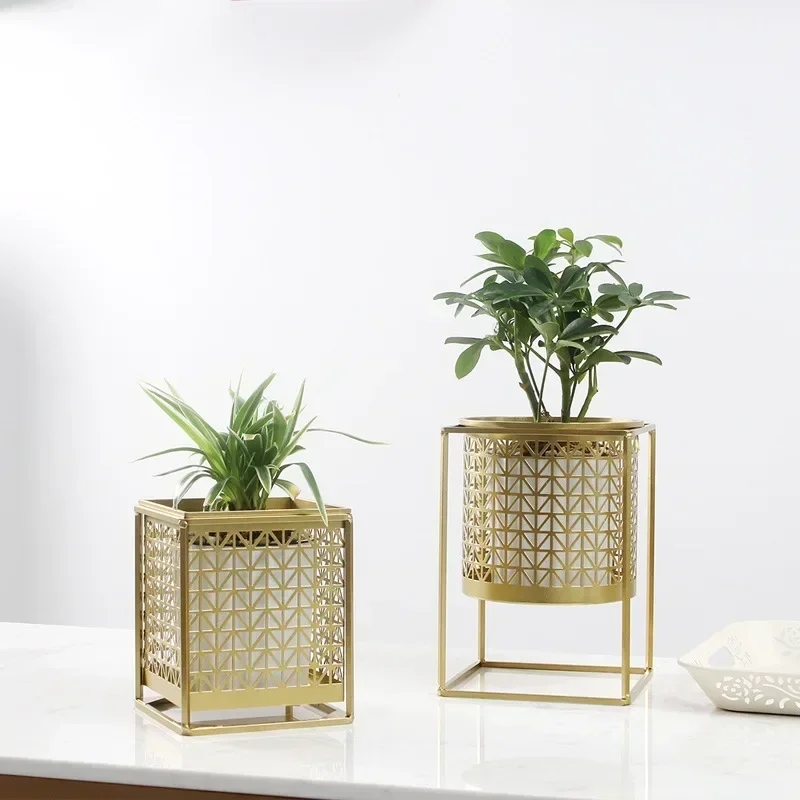 

Nordic Light Luxury Gold Hollowed Flower Pot Creative Fashion Balcony Plant Stand Atmosphere Indoor Decorative Shelf Simple