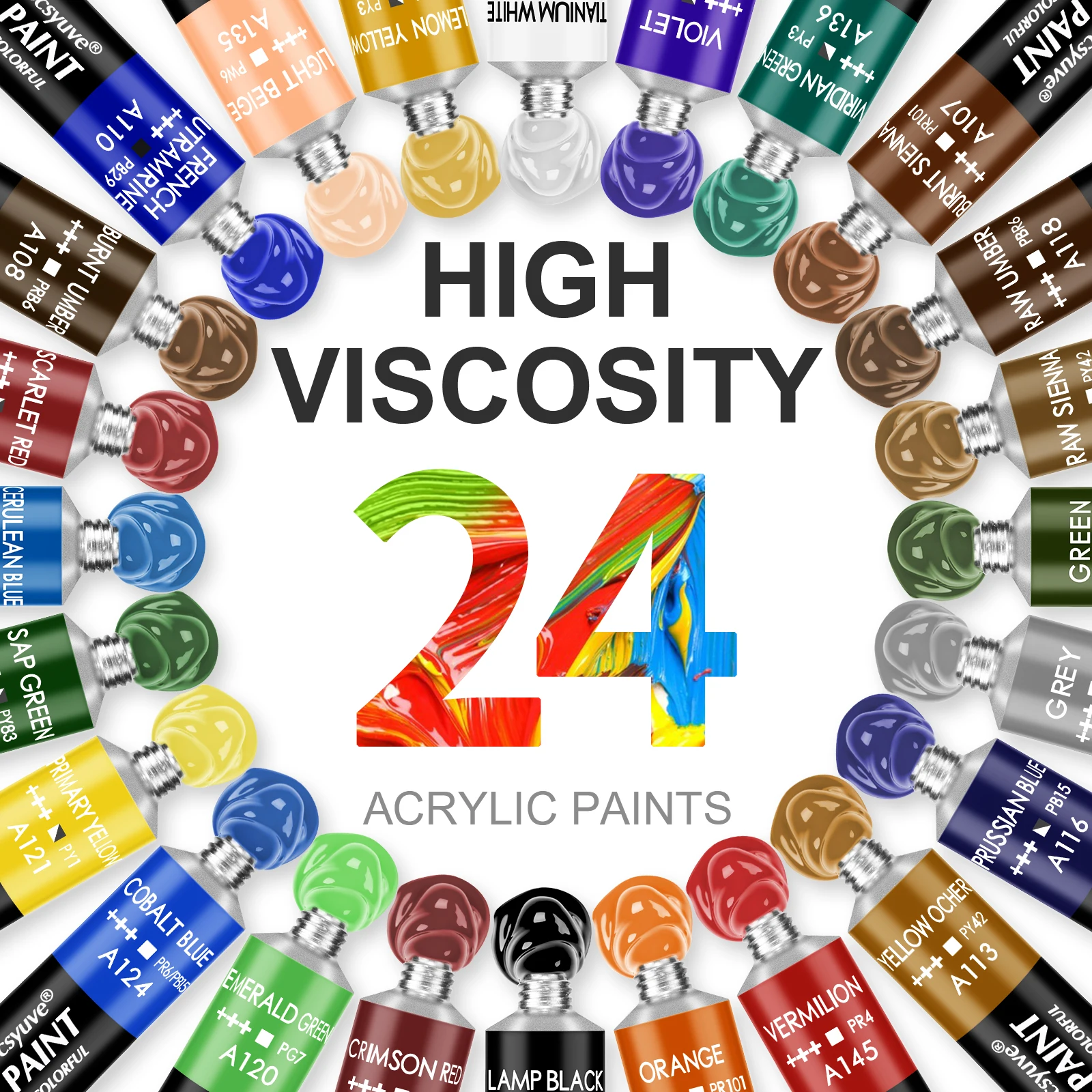 Acrylic Paint 24 Colors 22ml Tube Acrylic Paint Set, Paint for Fabric,  Clothing, Painting, Rich Pigments for Artists Painting - AliExpress