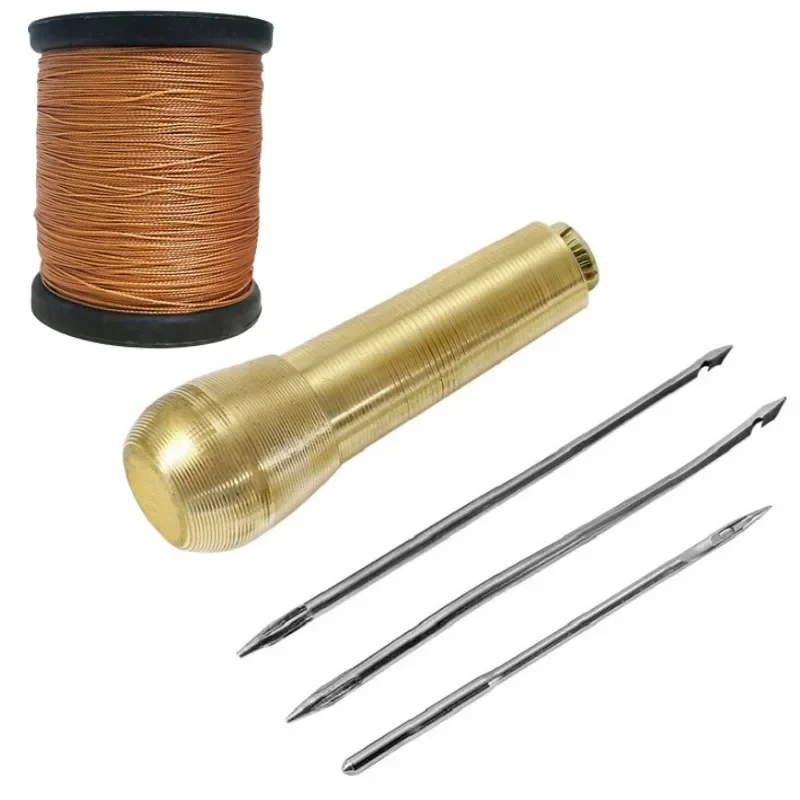 Leather Sewing Kit DIY Leather Sewing Awl Needle Copper Handle Set Canvas Tent Shoes Repairing Tool Nylon Thread leather sewing kit leather sewing needles leather tool leather sewing awl set leathercraft tools leather tools leather sewing tool set