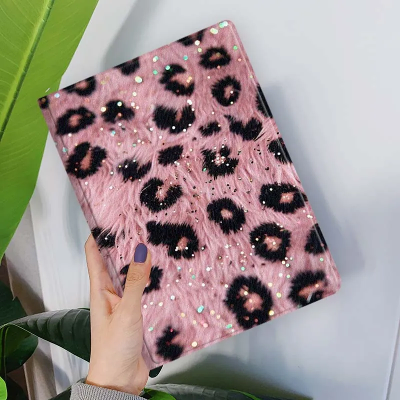 Elegant Gold Glitter Leopard Pattern Tablet Case