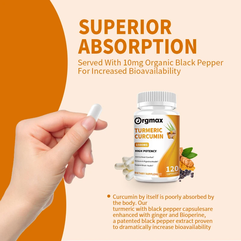 Turmeric & Ginger Capsules Organic Black Pepper Apple Cider Vinegar Supports Metabolism Cardiovascular Health & Joint Health turmeric curcumin capsules