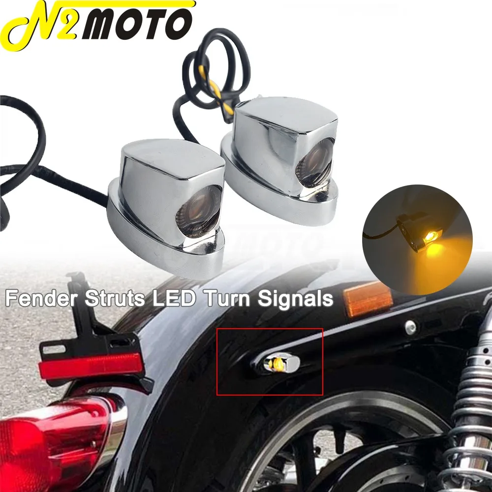 Cromato Mini Led Moto Parafango Posteriore Puntoni Led Indicatori Di Direzione Indicatori Di Direzione Per Herlay Softail Sportster Xl Chopper Univers