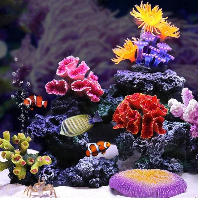 Aquarium Resin Coral Plant Shell Reef Mountain Cave Ornament Fish