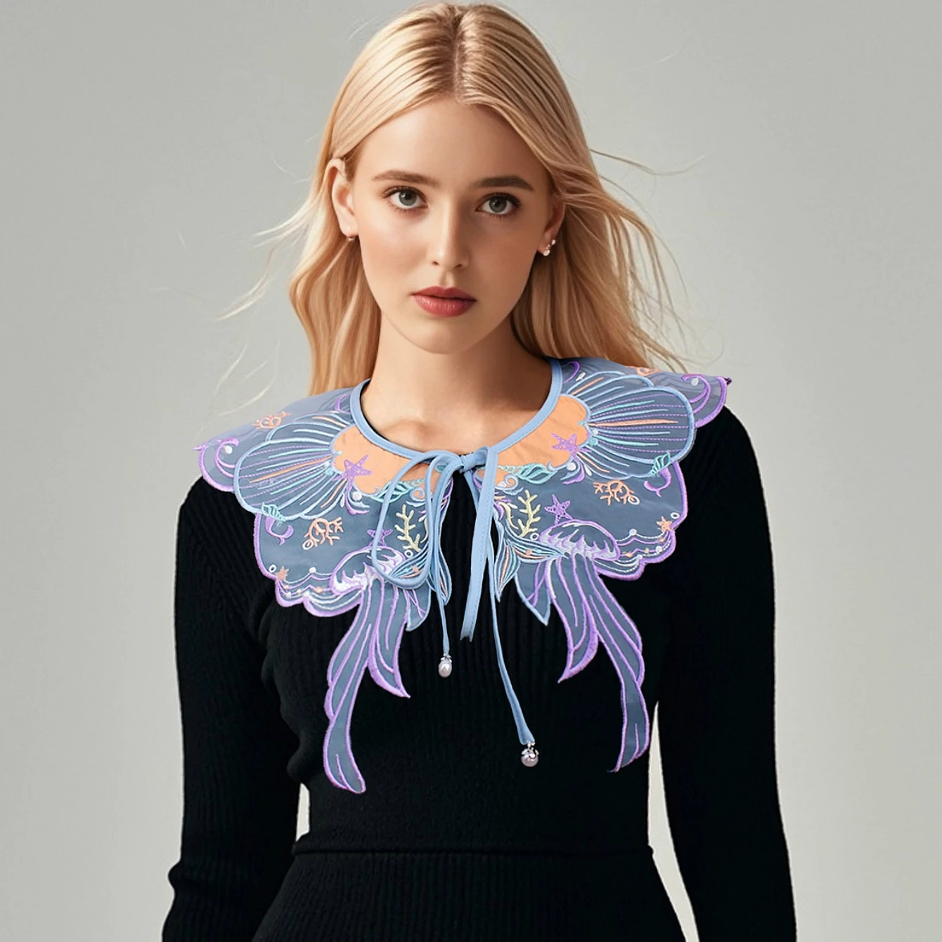 Fake Collar Detachable Collar Shawl 1 piece of butterfly small shawl fake collar decoration colorful alternative lace-up for ladies' wear
