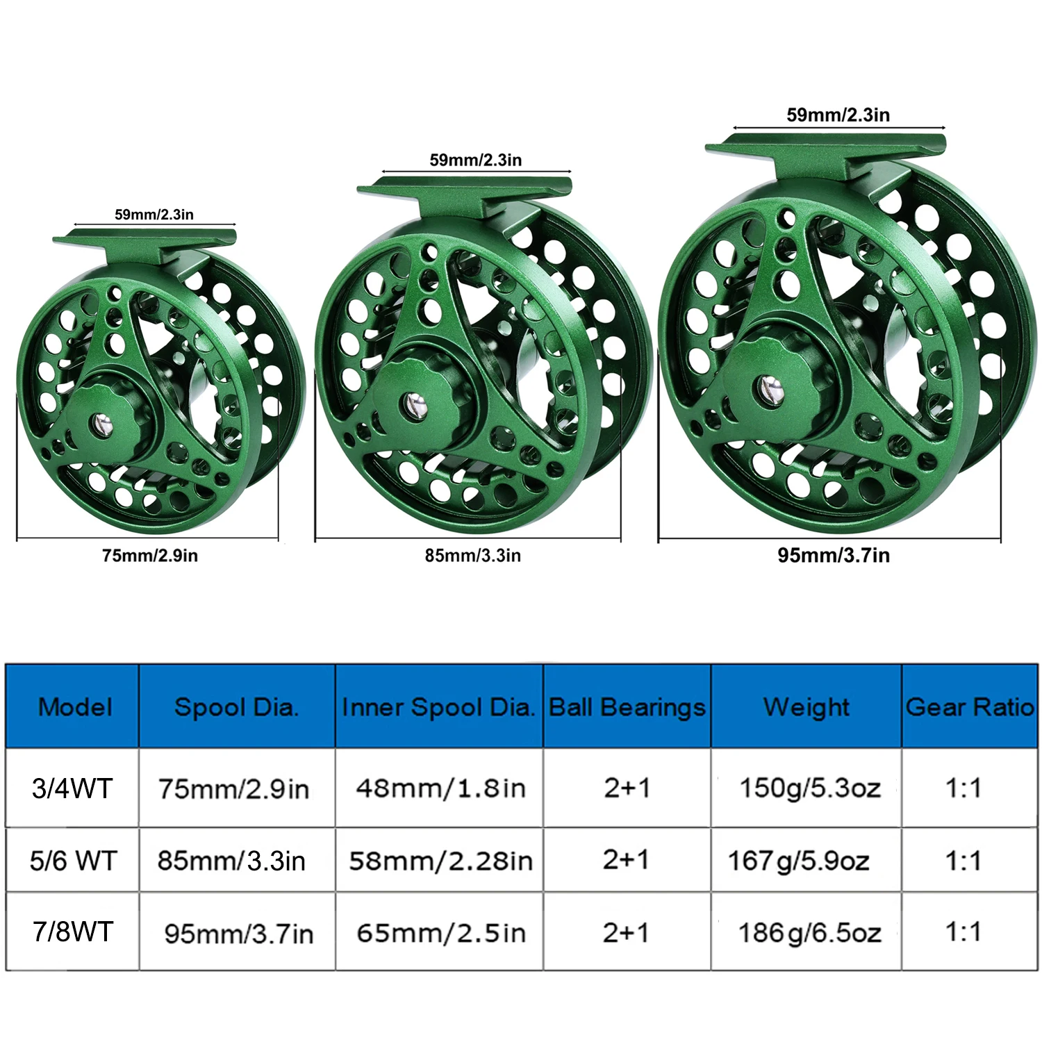 Fly Fishing Reel 2+1BB Large Arbor Alloy Aluminum Interchangeable Fly Reel  3/4 5/6 7/8 For Trout Fly Fishing Wheel Reel Tackle
