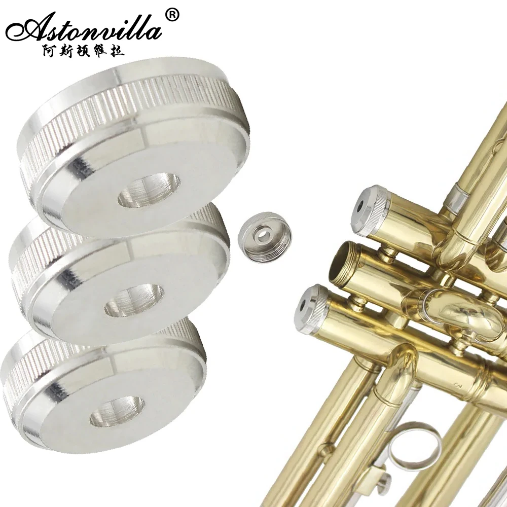 Woodwind Instrument Accessories 3Pcs Trumpet Button Piston Cap Bottom Valve Lower Cover & Upper Screw Piston Upper Cover Brass