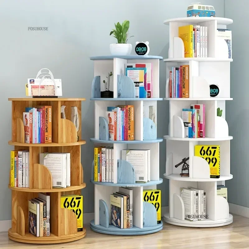 360&deg; Rotating Bookshelf Children's Picture Book Stands Simple Household Space Saving Landing Creative Storage Bookcase c