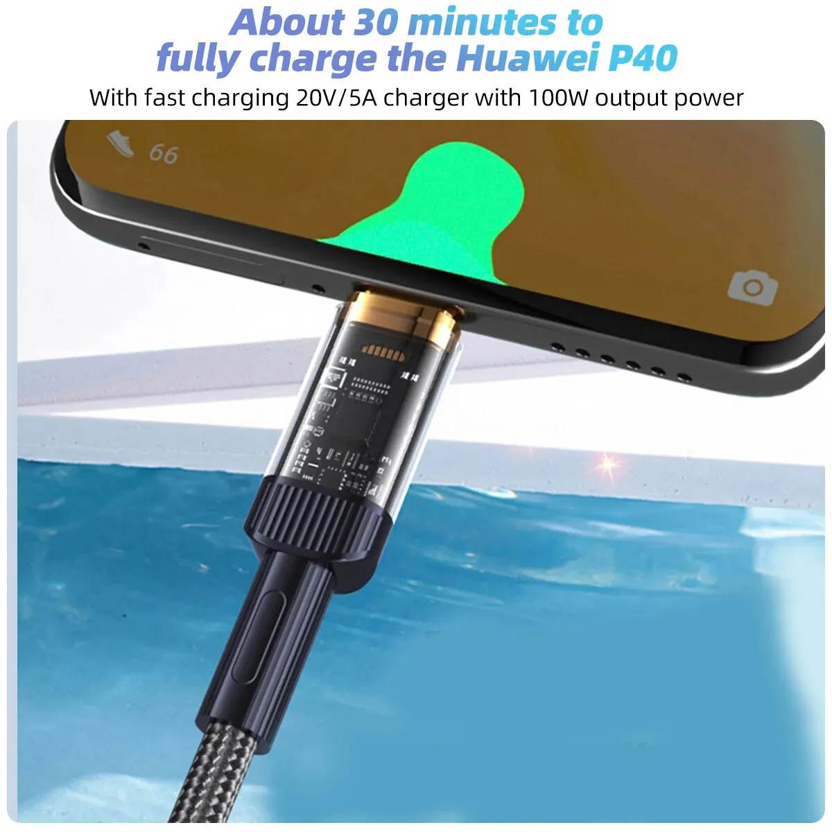 النوع C إلى النوع C: w Pd شفاف وسريع ، لهواتف آيفو...