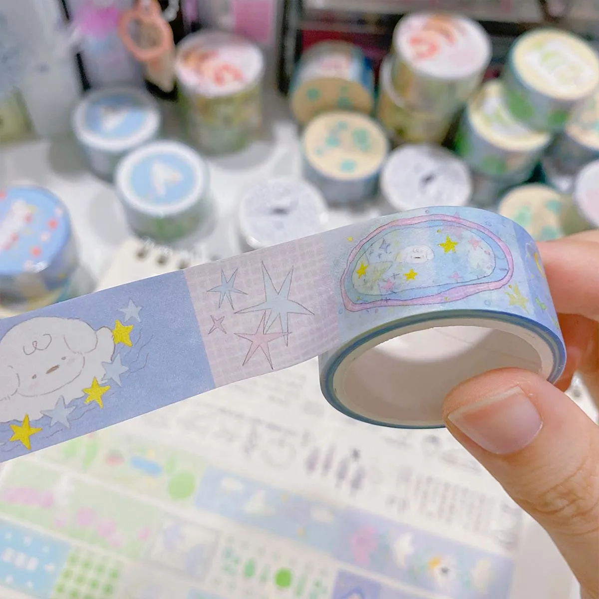 WAKAWAKA Washi Tape Moonlight Sonata Scrapbooking Deco Masking Tape For Arts Diy Crafts Album Journal Planner 4