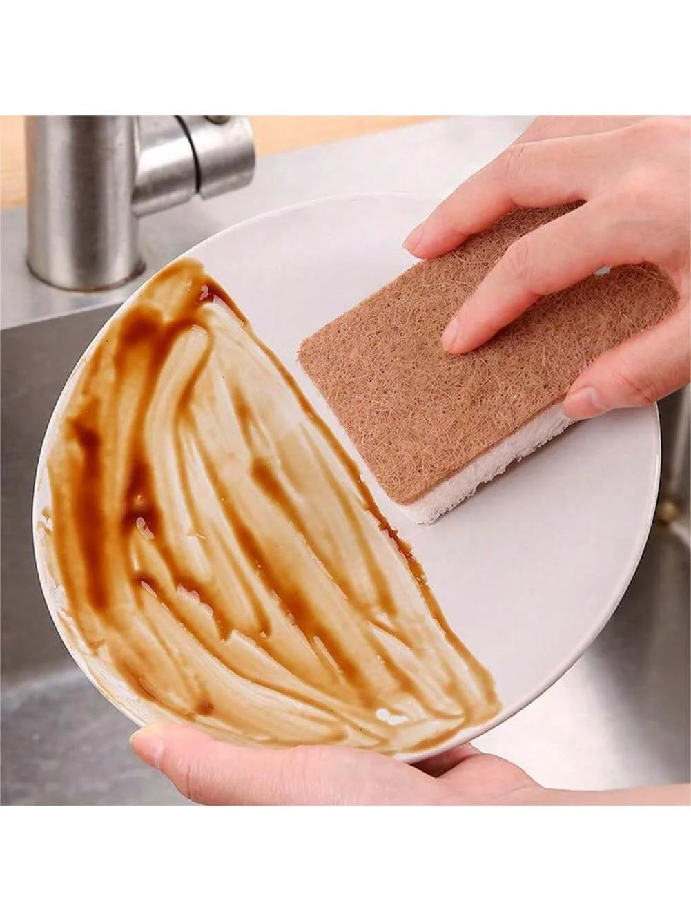 Biodegradable compostable cellulose and coconut scrubbing sponge -6 eco-friendly sponge tableware pieces 5