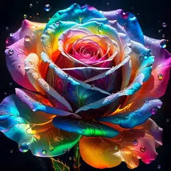 Colorful Rose Cross Stitch Embroidery Kit - Vibrant Pattern on Pre - Printed Fabric - 50X50cm (11CTJ4 - 545)