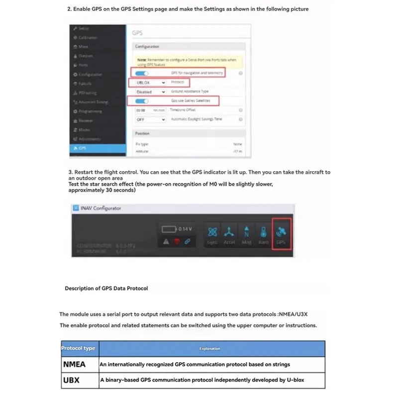 SQPP-M1018 M10 GPS 모듈(FPV RC 비행기 헬리콥터 FPV 레이싱 드론 쿼드콥터용 나침반 NMEA UBX 출력 프로토콜 포함)