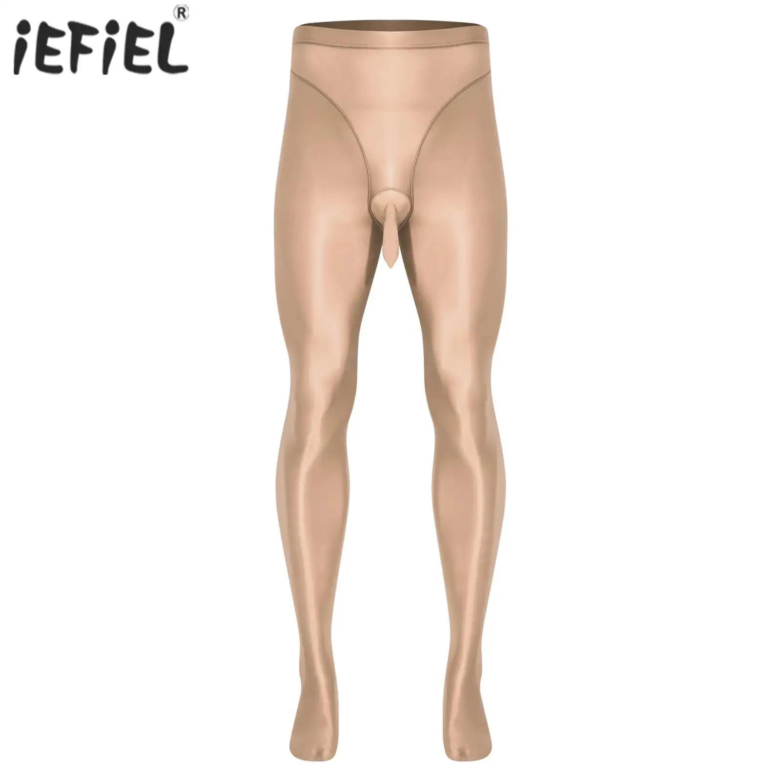 Gay Mens Lingerie Bulge Pouch Footed Tights Stocking Sexy Sheer Pantyhose Glossy Silky Stockings Silky Skinny Pants Underwear