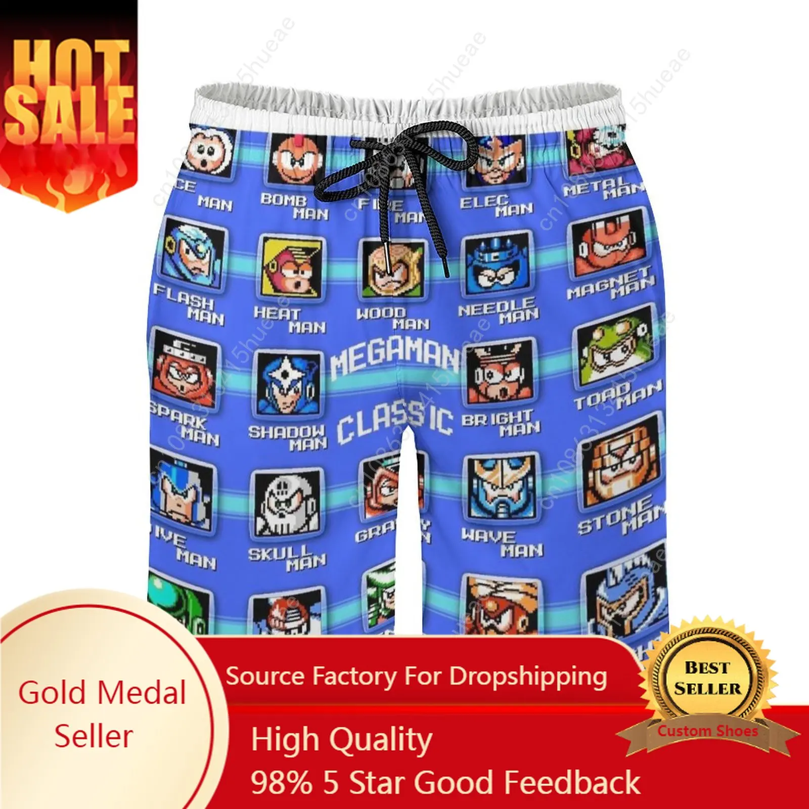 Classic Megaman Bosses Men'S Beach Shorts Quick Dry Travel Swimsuit Trunks Surf Pants Sports Pants Megaman Robot Masters Nes