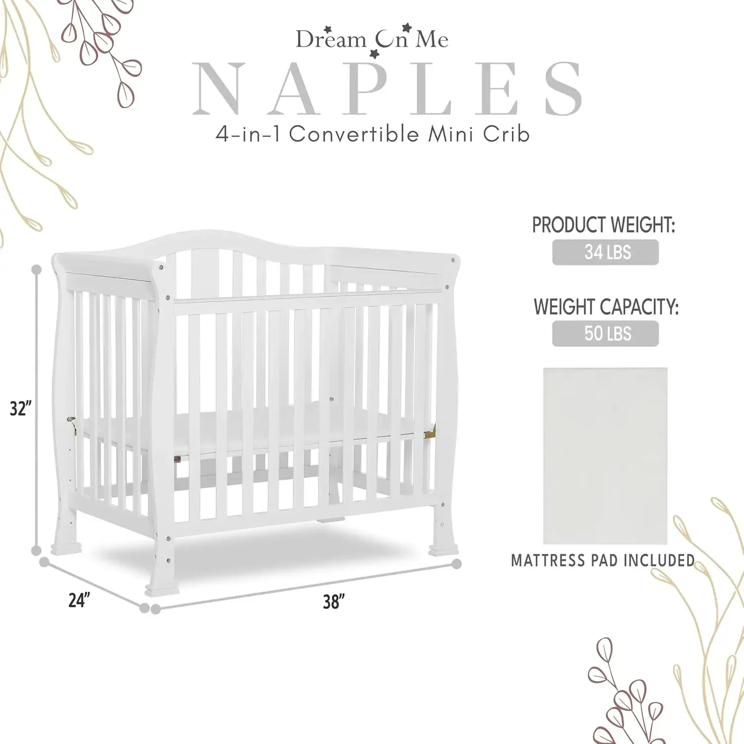 Convertible Mini Baby Crib 3