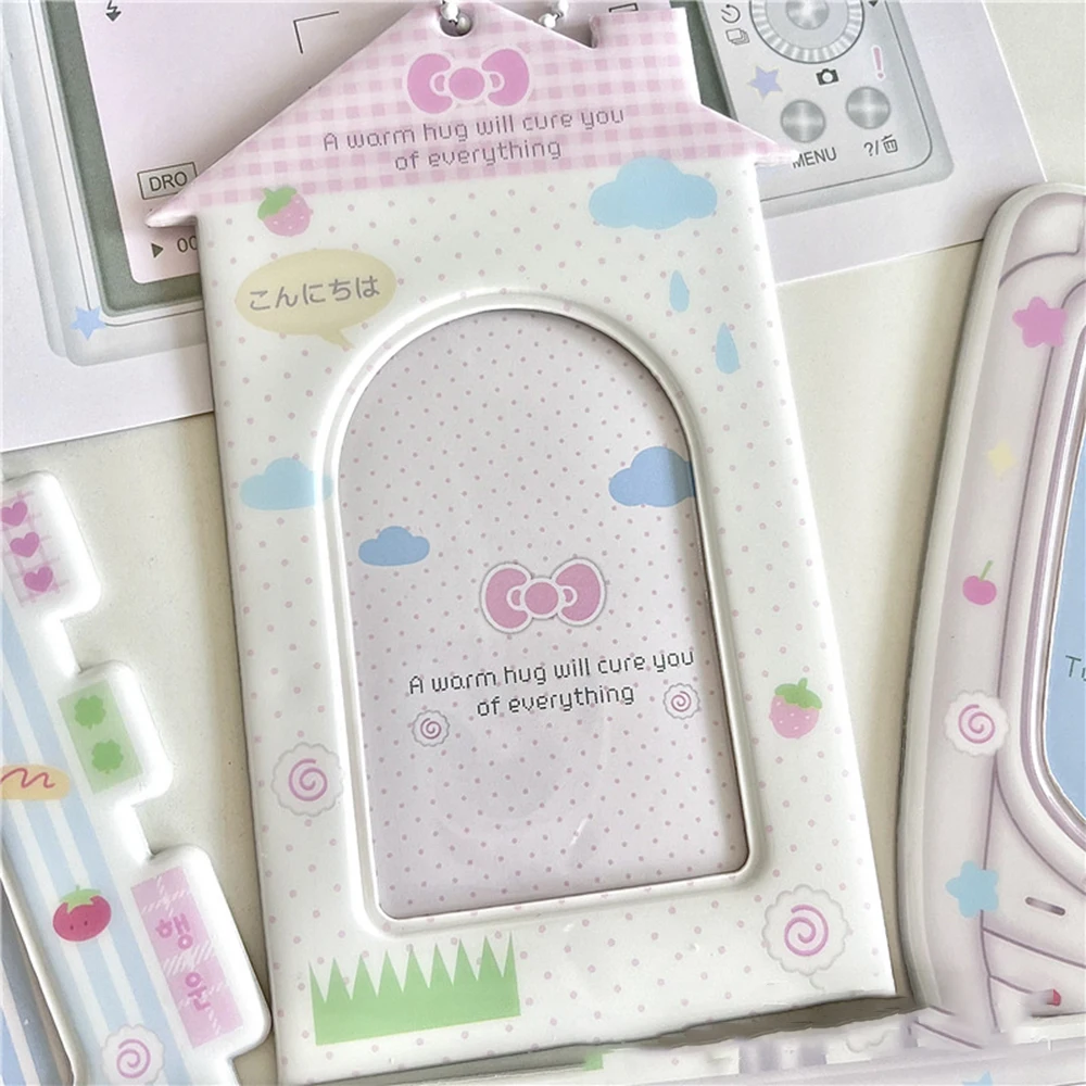 Card Holder Cartoon House Game Machine Card Sleeve Keychain Cute Idol Photocard Display Pendant Kpop Photo Card Protective Cover Case