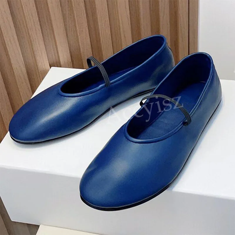 

New Comfort Casual Shoes Solid Color Lazy Walking Shoes Spring Genuine Leather Women's Round Closed Toe Flat Bottom Ballet Shoes