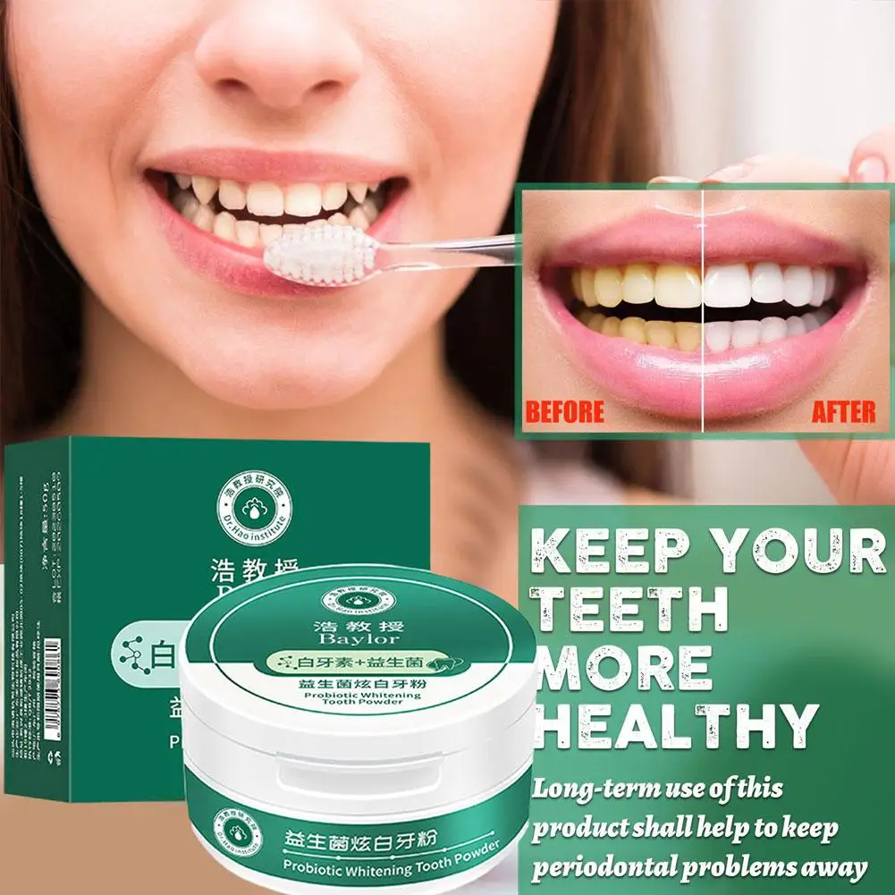 

Probiotic Whitening Teeth Powder Remove Tooth Stains Bad Bright Fresh White Yellow Breath Calculus Remove Toothpaste Breath R9Z8