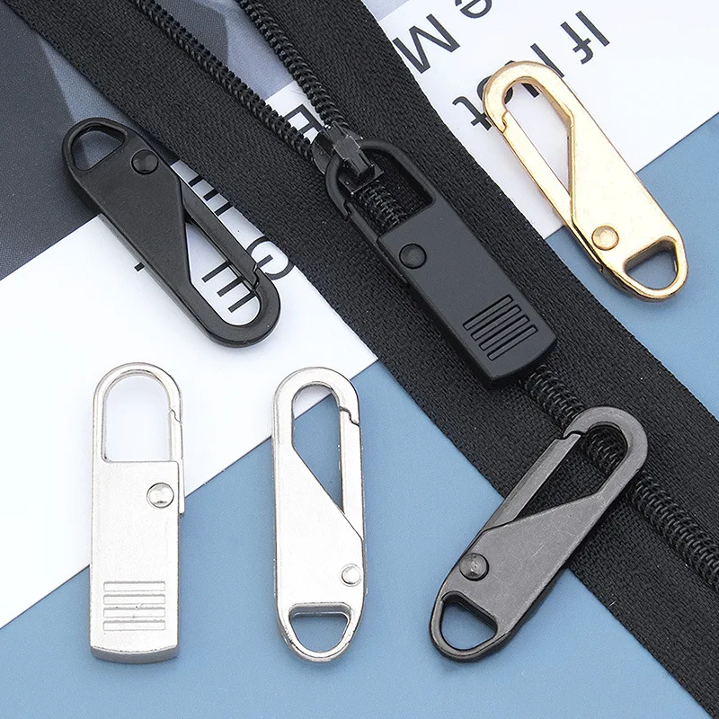

2Pcs DIY Metal Zipper Slider Puller Instant Zipper Repair Kit Replacement For Broken Buckle Travel Bag Suitcase Zipper Head