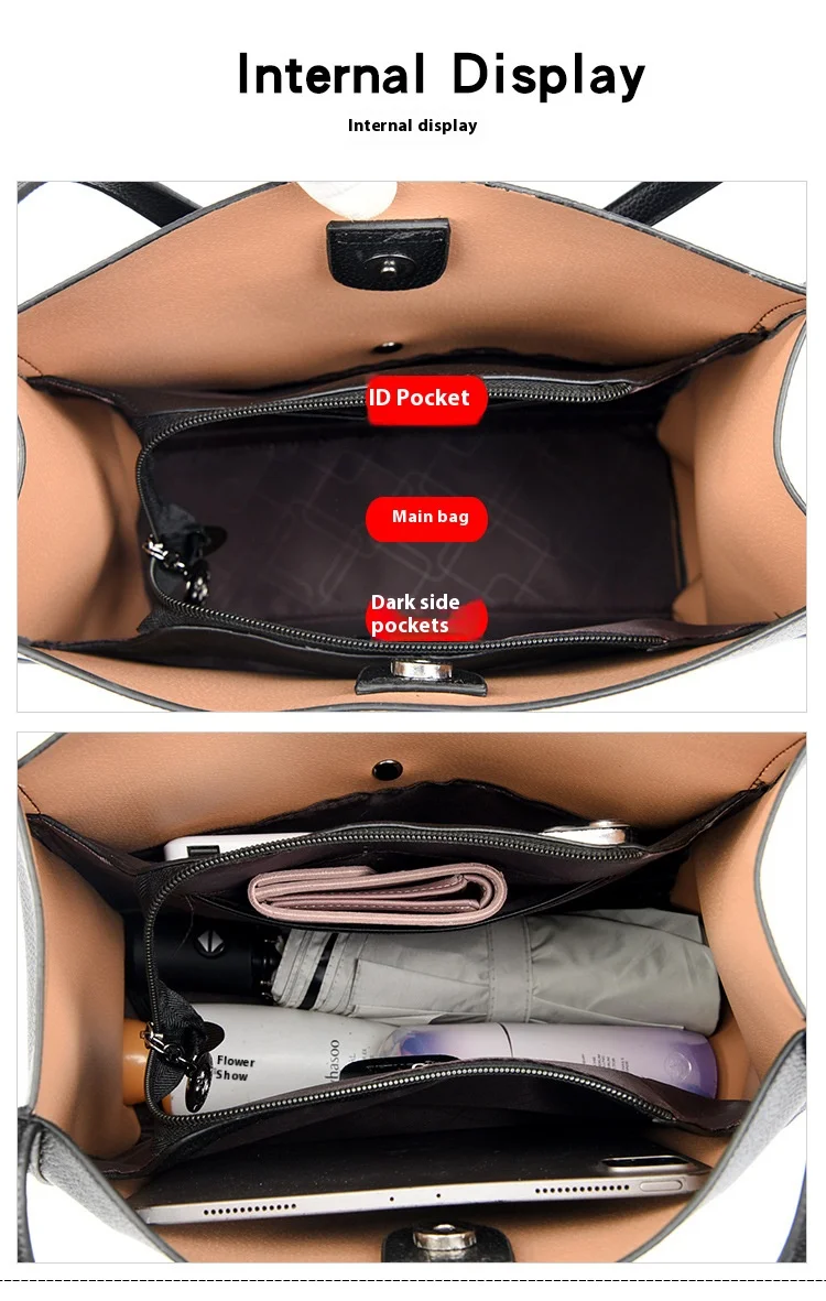 Neue Ankunft, heißer Verkauf, PU-Schultertaschen für Damen, weiche Geldbörsen und Handtaschen mit magnetischem Druckknopfverschluss oben – Detail 5
