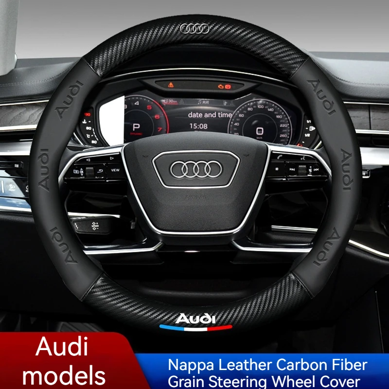 

For Audi A3 A4 A5 A6 A7 S3 S7 S8 R8 Q2 Q3 Q5 Q7 Q8 SQ5 TT RS3 RS6 Car Suede Carbon Fiber Leather Steering Wheel Cover Non-slip