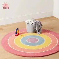 Rainbow Fluffy Carpet For Living Room Soft Babi Mats Hairy Nursery Play Mat For Children Round Plush Bedroom Rugs Soft Foot Mat 1