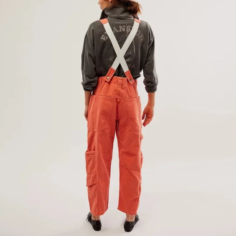 All Season New Women's Denim Jumpsuit with Adjustable Spaghetti Straps for Casual Loose Sleeveless Fashion Wide Leg Straps YDL21