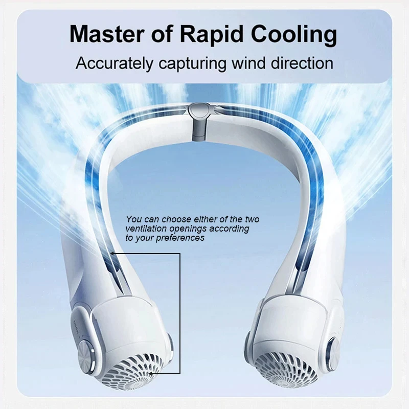 Xiaomi 8000mAh Wearable Neck Fan Portable Air Conditioner USB Rechargeable High Power Bladeless Turbine Fan Suitable for Outdoor 4