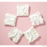 Vêtements pour bébés de 0 à 3 mois, sous-vêtements de maison pour nouveau-né, dessin animé, boutons en coton, vêtements pour bébés filles et garçons, haut à manches longues + pantalon Long 5