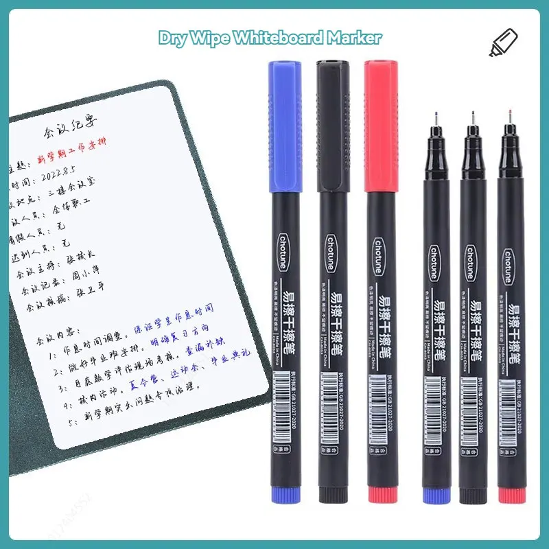 Erasable Whiteboard Pen 4-10Pcs 0.5mm Fine Point Black/Blue/Red Ink for School Office