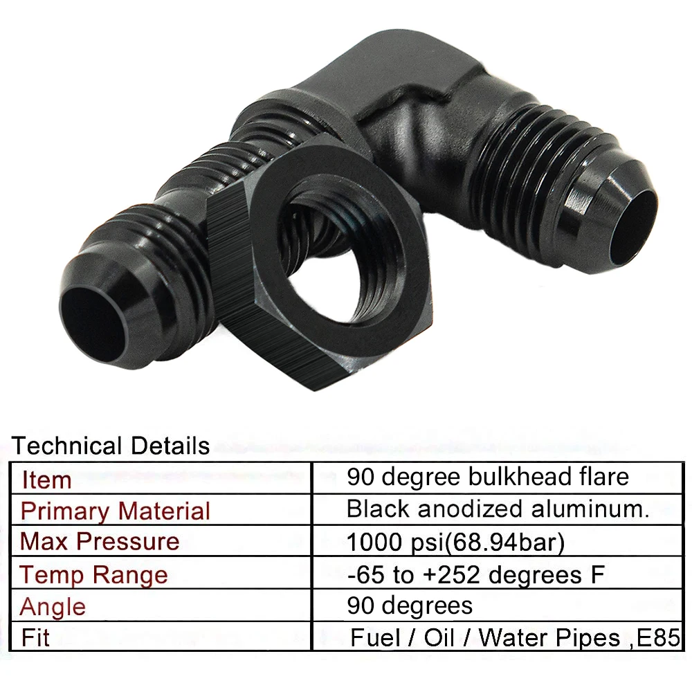 KRD Performance Adattatore A T Per Paratia 4AN Maschio - Alluminio Anodizzato Nero - 3