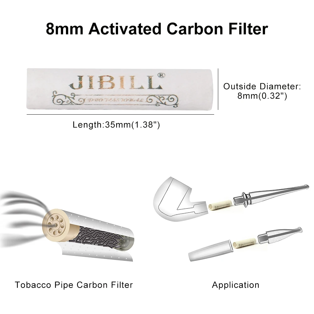 250Pcs Tobacco Smoking Pipe Filters 9mm Activated Carbon Tube Paper Filter Double Plastic Sided Smoking Active Charcoal Tools 5