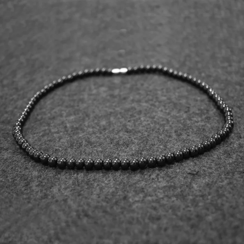 Men Black Hematite Magnet Necklace 6mm Beads Magnetic Therapy Care Strand Necklaces Korean Fashion Collar Hombre,men necklace