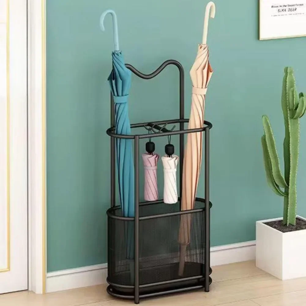 Umbrella Drain Rack Floor Standing Storage Bucket Hook Large Capacity Umbrella Holder Save Space Umbrellas Storage Stand