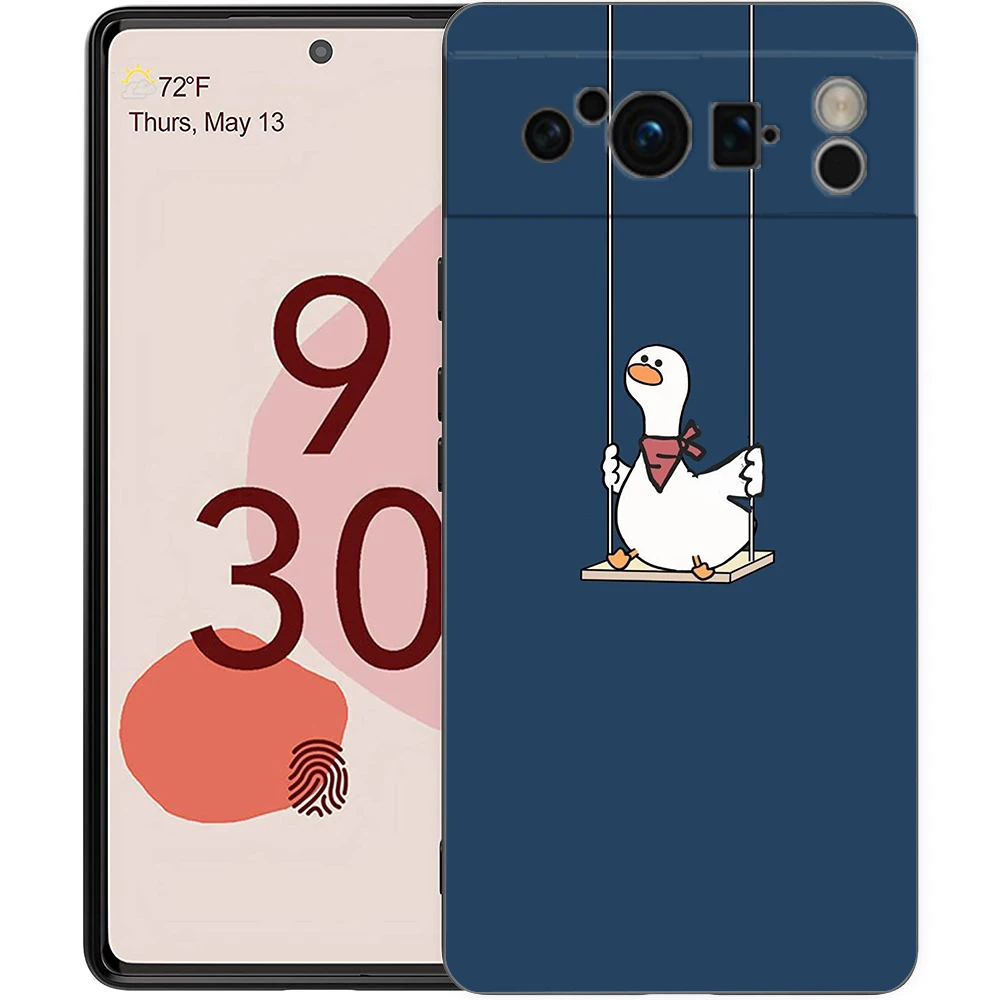 Cute Cartoon Duck Shockproof Black Soft TPU Back Cover Phone Case