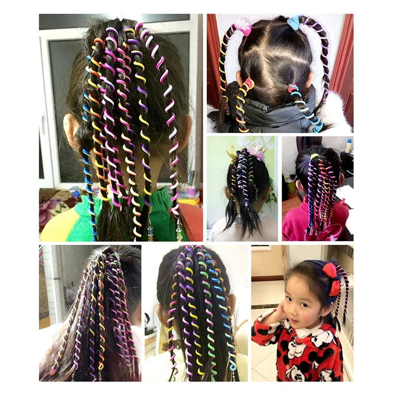 6Pcs Colorful Cute Girl Curler Hair Braid  Styling Tools Roller Braid Tie Gum Women  Accessories DIY Hairstyle Tool 6