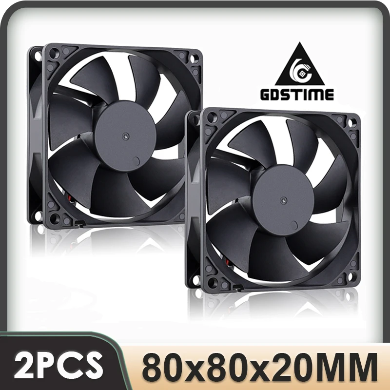 Ventilador Cooler da Cpu 80 mm 8cm 2pin Radiador 80×20 mm dc 12v 24v Computador sem Escova Silencioso Ventilador Axial de Refrigeração do pc Pcs Gdstime8020