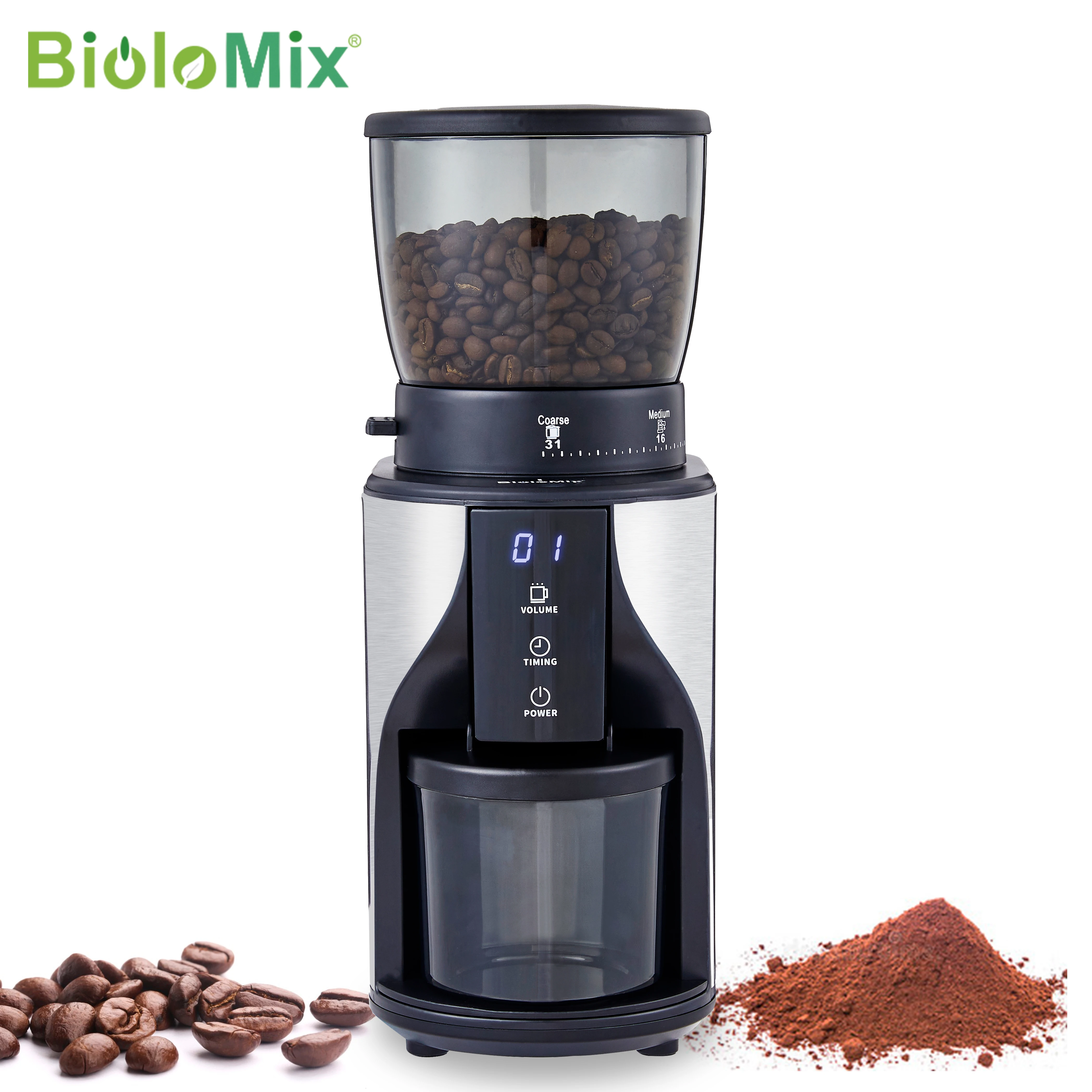 Biolomix Burr Coffee Grinder Automatic Coffee Grinder 31 Grind Settings