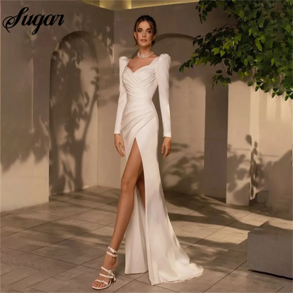 

Mermaid Sexy Charming Wedding Dress Stain Elegant Wedding Gown With High Split Bridal Dress Sexy Bridal Gown vestido novia