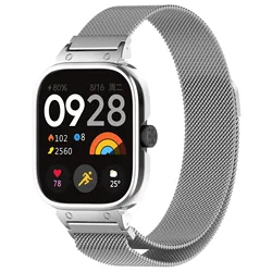 Elegant Metal Milanese Magnetic Loop Strap with Stainless Steel Protective Shell for Redmi Watch 5 (Silver)