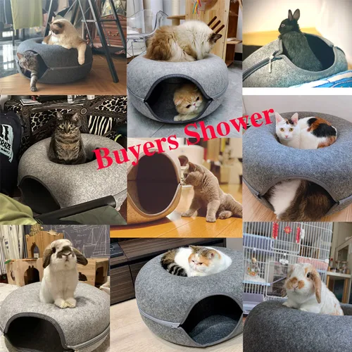 도넛 애완동물 고양이 터널 상호작용 놀이 장난감, 고양이 침대, 이중 사용 흰 족제비, 토끼 침대 터널, 실내 장난감, 고양이 집, 새끼 고양이 훈련 장난감 2