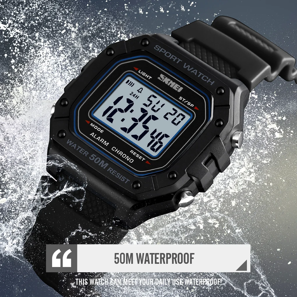 SKMEI 1496 Men's Outdoor Sport Waterproof Digital Watch with Alarm Clock - Fashionable Military Style