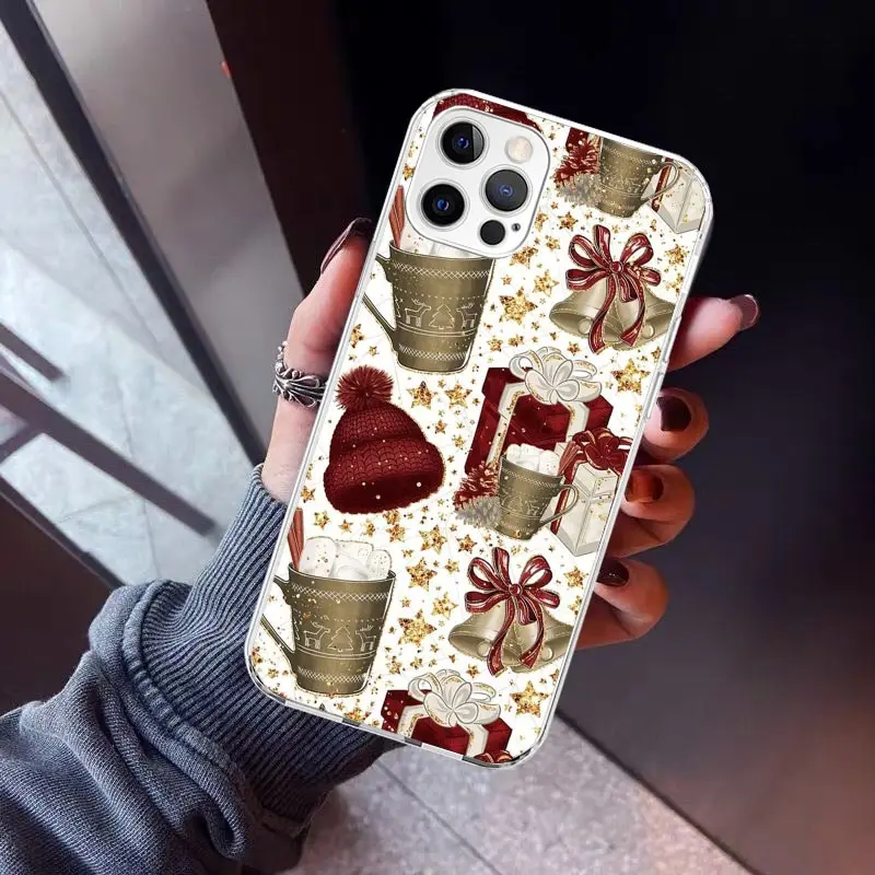 thumbnail image 1 of Funda de teléfono de Navidad para iPhone, carcasa de silicona con estampado de café de invierno para iPhone 15, 14, 13, 12 Mini, 11 Pro Max, 7 Plus, X, XS, XR, 8 + SE, 1 of 5