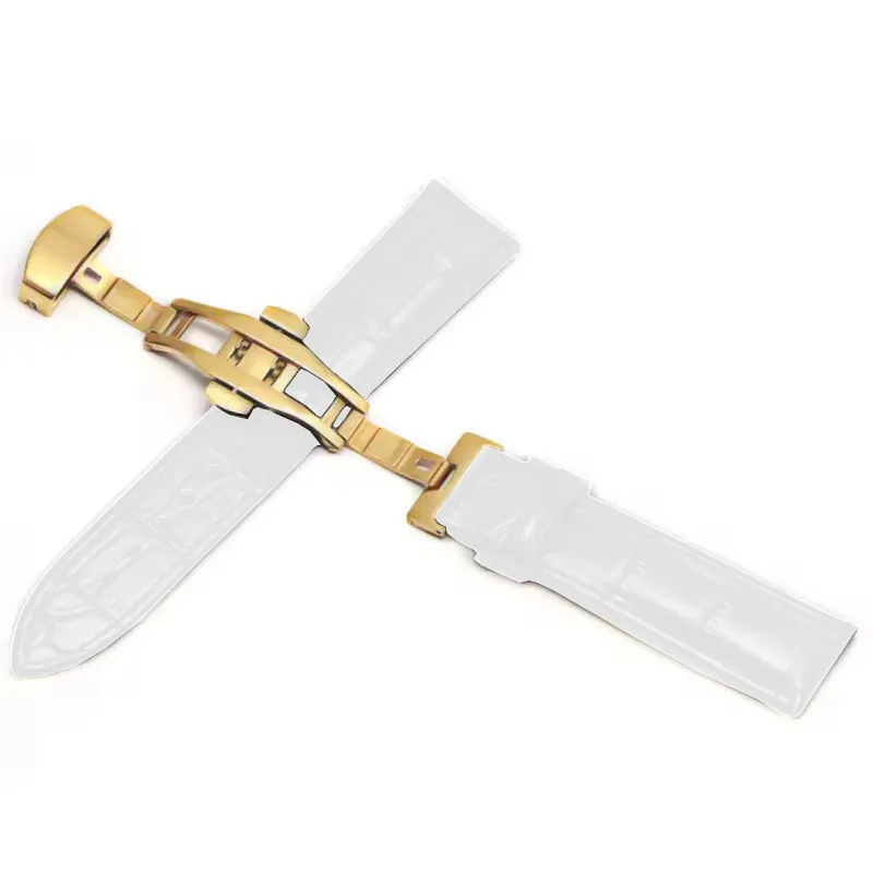Premium Genuine Leather Watchband with Steel Pin and Butterfly Buckle