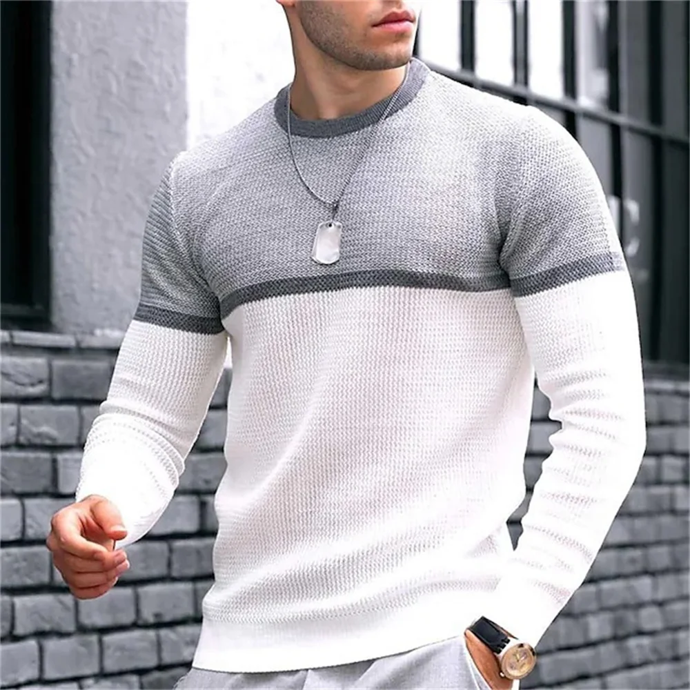 

New European and American Spring and Autumn Men's Round Neck Casual Trend Sweater Large Top