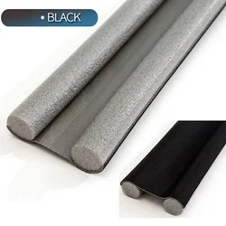 Door Bottom Seal Strip - Double Silicone Foam Insulation & Weatherproof Draught Excluder (Black)